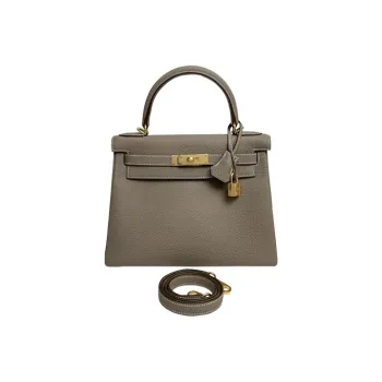 HERMES Kelly Togo Calfskin And Cow Leather Combo Kelly Bag Handbags Women's 18 Etoupe Elephant Gray