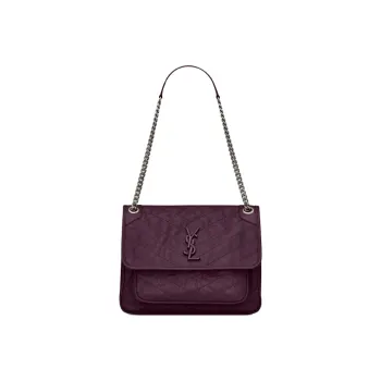 SAINT LAURENT Leather Hobo Bag, Shoulder Bag, Crossbody Bag Women's Brown Red