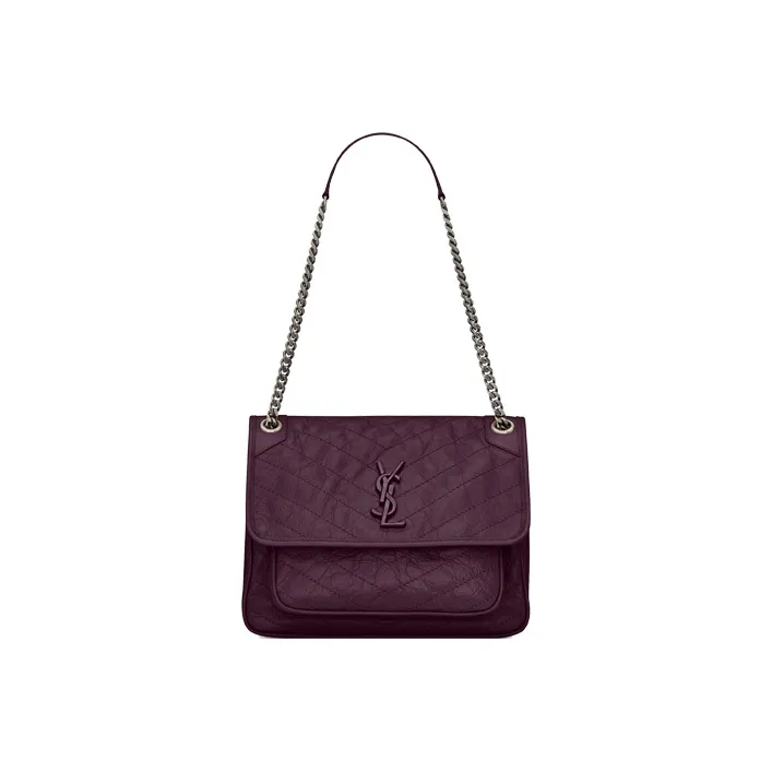 SAINT LAURENT Leather Hobo Bag, Shoulder Bag, Crossbody Bag Women's Brown Red-0