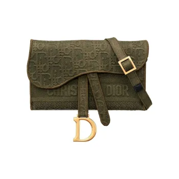 DIOR Saddle Denim Shoulder Bag Women's Green