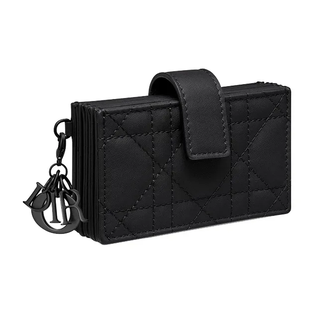DIOR Cow Leather Card Holder Card Holder Women's Black-1