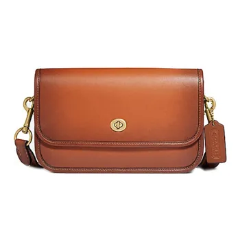 COACH Dinky Leather One Shoulder Flap Crossbody Bag Small Size Women's Distressed Brown