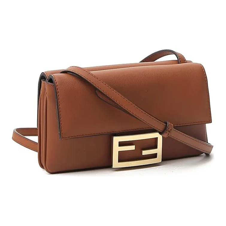 FENDI Baguette Calfskin Baguette Bag Crossbody Bag Women's Brown-2