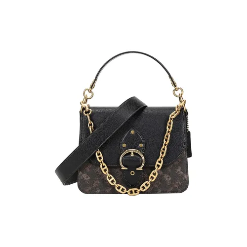 COACH Beat Canvas With Leather Small Square Bag, Shoulder Bag, Crossbody Bag, Handbag Medium Size Women's Black
