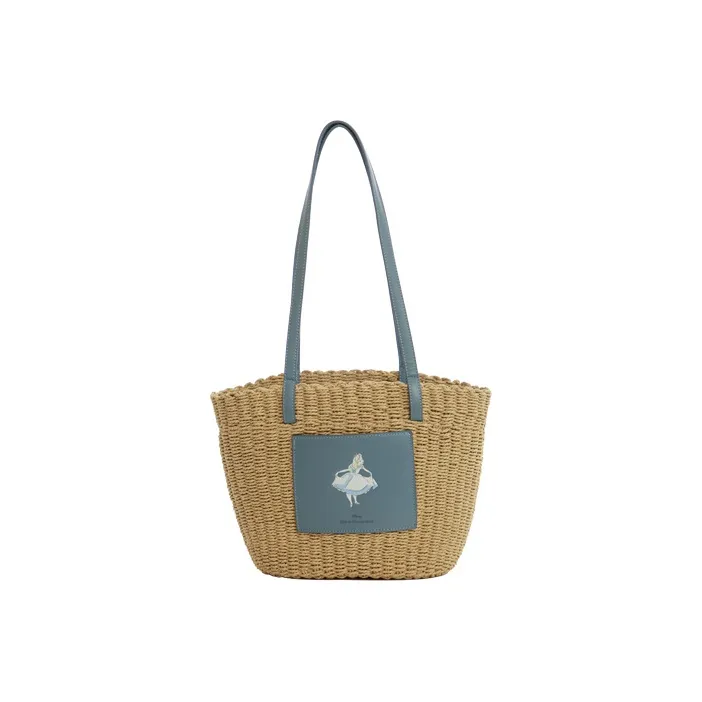 Disney Cotton Basket Bag Shoulder Bag Tote Bag Shopping Bag Handbag Women's Light Blue-0
