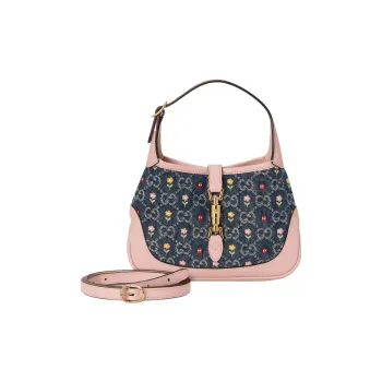 GUCCI Jackie 1961 Canvas With Leather Trim Crescent Shoulder Bag Shoulder Bag Mini Women's Pink Blue Yellow Multicolor