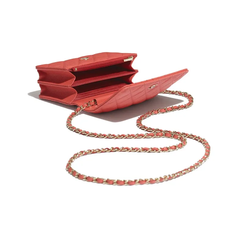 CHANEL WOC Calfskin Chain Bag, Wallet, Shoulder Bag, Crossbody Bag Women's Red-3