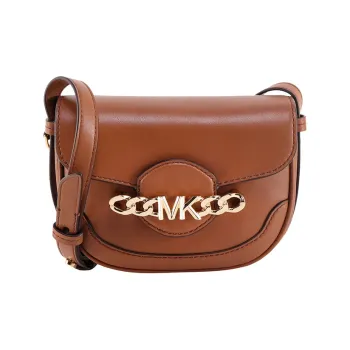 MICHAEL KORS Hally Cow Leather Saddle Bag, Shoulder Bag, Crossbody Bag Women's Brown