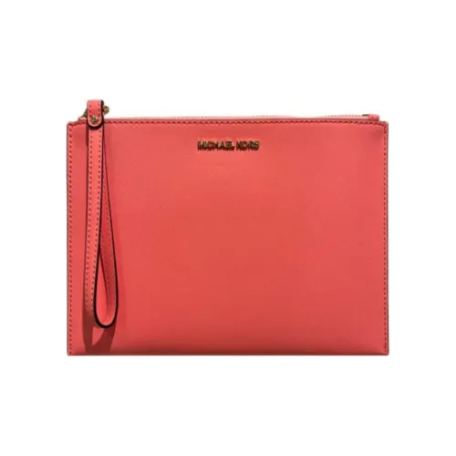 MICHAEL KORS Jet Set Leather Card Holder Coin Purse, Clutch Women's Pink
