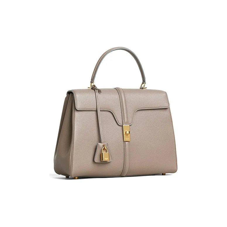 CELINE 16 Calfskin Handbag Medium Size Women's Egg Stone Brown-1