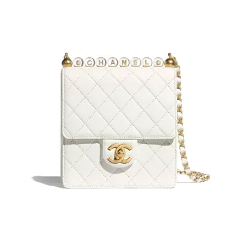 CHANEL Leather Crossbody Bag Shoulder Bag Women's White