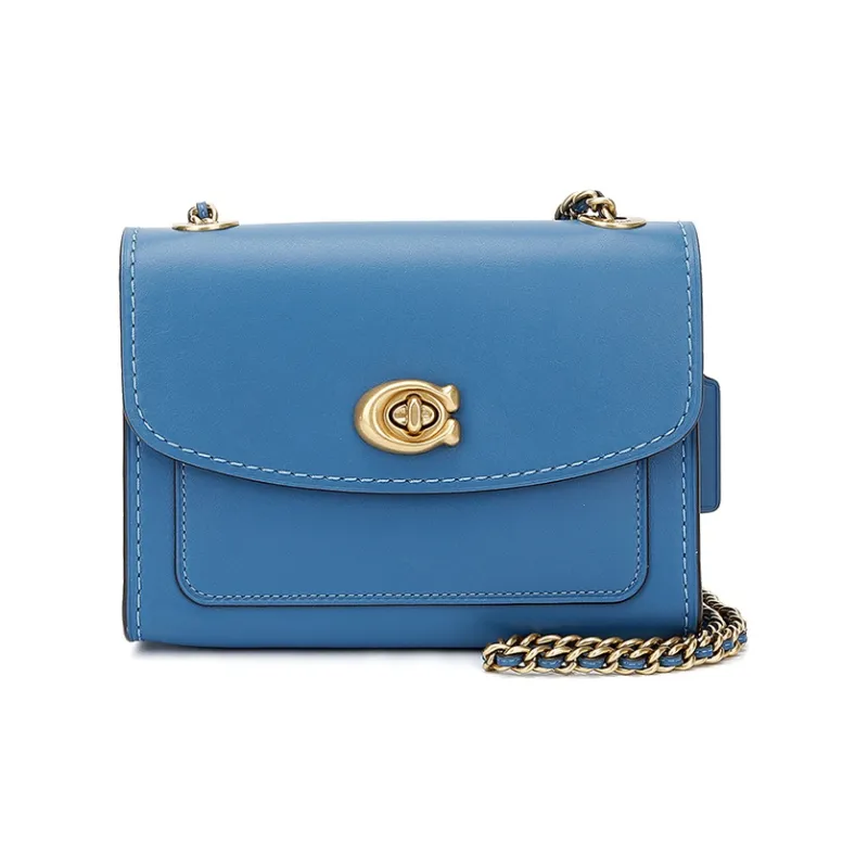 COACH Parker Leather Chain Bag Shoulder Bag Crossbody Bag Small Size Women's Carolina Blue-0