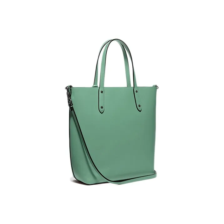 COACH Central Cow Leather Tote Bag Shopping Bag Shoulder Bag Handbag Medium Size Women's Green-1