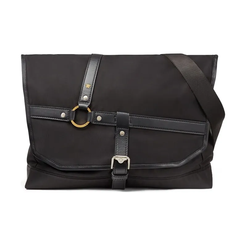FANSIZHE Bondage Leather Shoulder Bag Men's Black-0