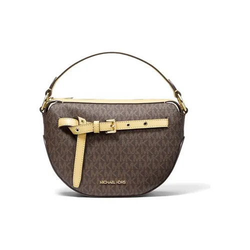 MICHAEL KORS Emilia Leather Shoulder Bag, Crossbody Bag, Handbag Women's Brown, Yellow & Multicolor