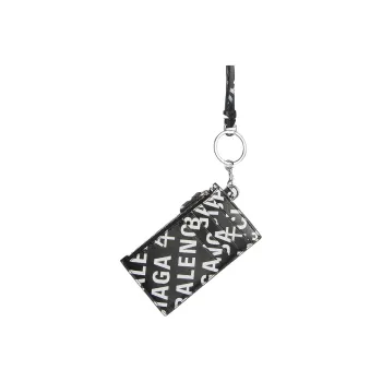 Balenciaga Cow Leather Key Pouch Regular Unisex Black