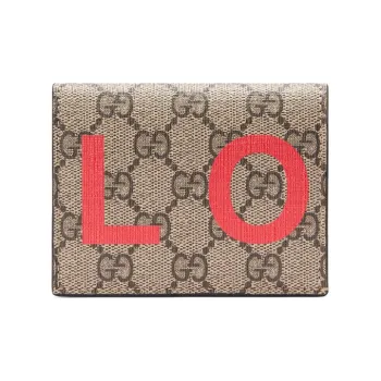 GUCCI Canvas Card Holders Clutches Wallets Unisex Ebony/Orange Red