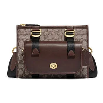 COACH Fabric With Calfskin Crossbody Bag Medium Size Men's Brown