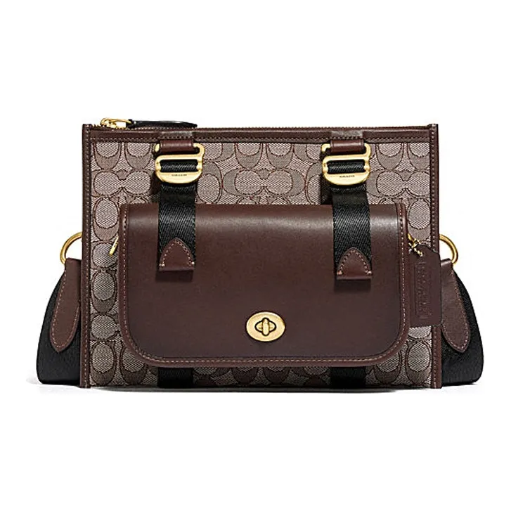 COACH Fabric With Calfskin Crossbody Bag Medium Size Men's Brown-0