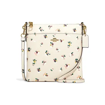 COACH Leather Messenger Bag One Shoulder Handheld Crossbody Bag Small Size Women's Beige Yellow