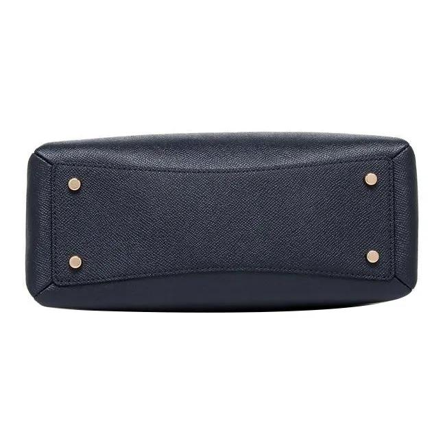COACH Leather One Shoulder Crossbody Briefcase Handbag Small Size Women's Midnight Blue-4