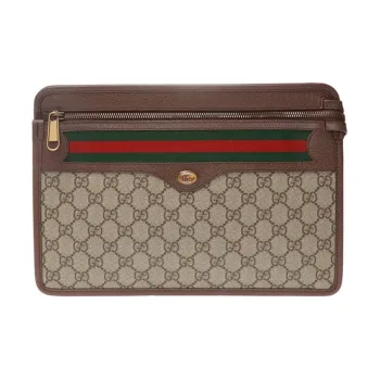 GUCCI Canvas With Leather Clutch Regular Men's Ebony