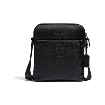 COACH Houston Cow Leather Flight Bag Shoulder Bag Crossbody Bag Medium Size Men's Black