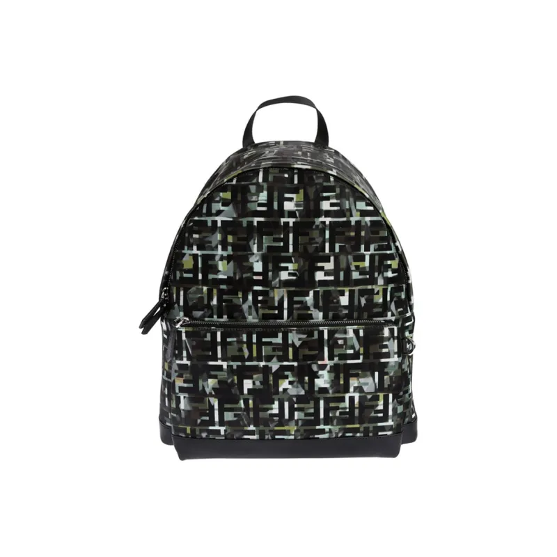 FENDI Polyester Backpack Men's Green/Black-0