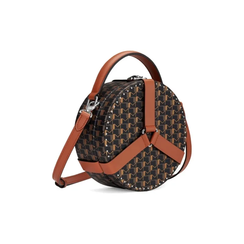 Moynat Canvas One Shoulder, Clutch Handbag Women's Charcoal Black & Brown-1
