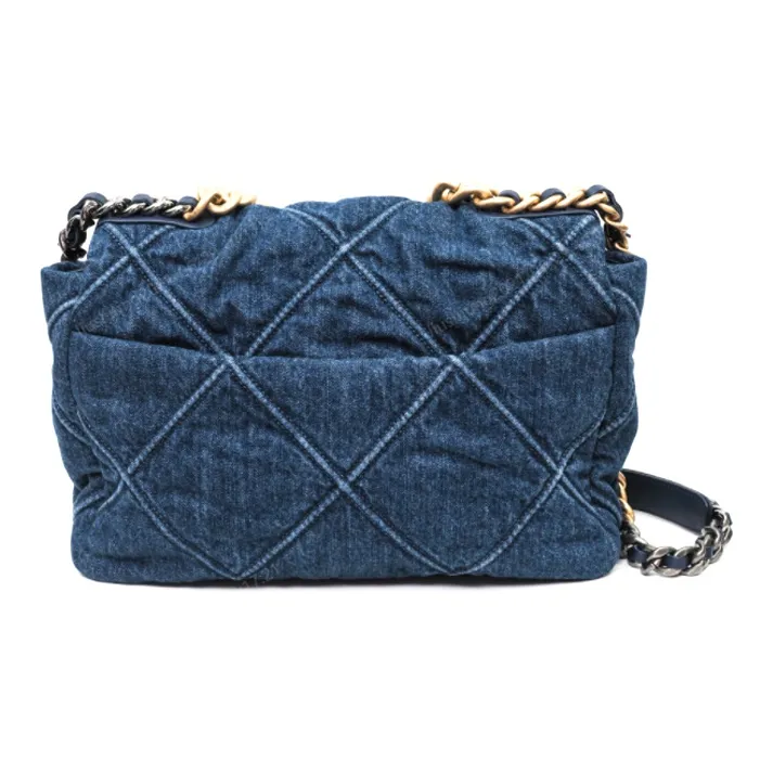 CHANEL 19Bag Denim Flap Bag, Messenger Bag, Shoulder Bag, Crossbody Bag Medium Size Women's Denim Blue-1