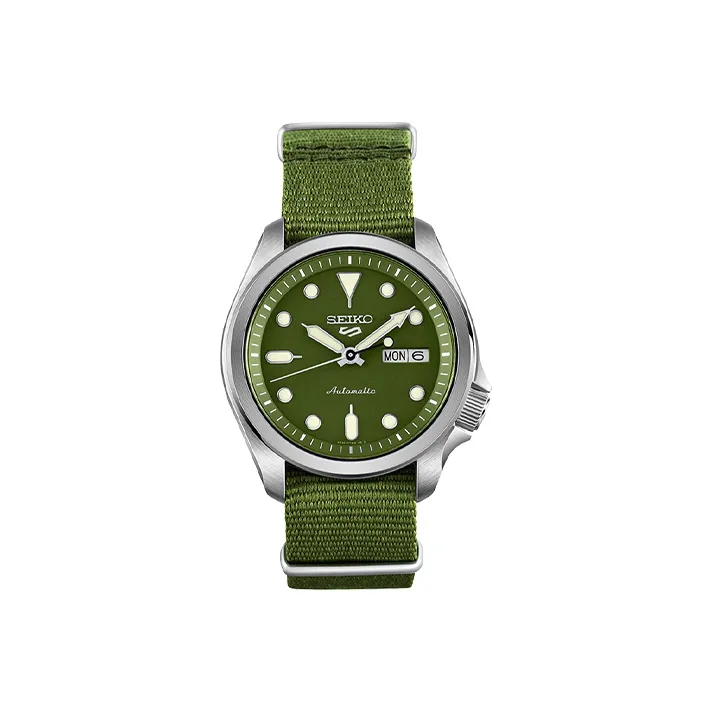 SEIKO Series 5 Automatic Mechanical Movement Nylon Strap Watch Men's Watches Green Dial-0