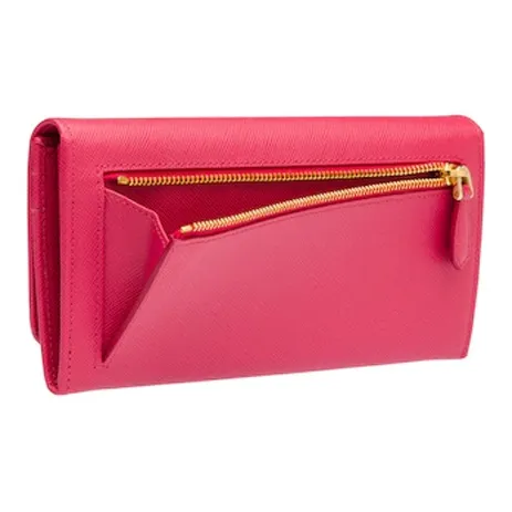 PRADA Cow Leather Wallet Women's Pink Peony-3