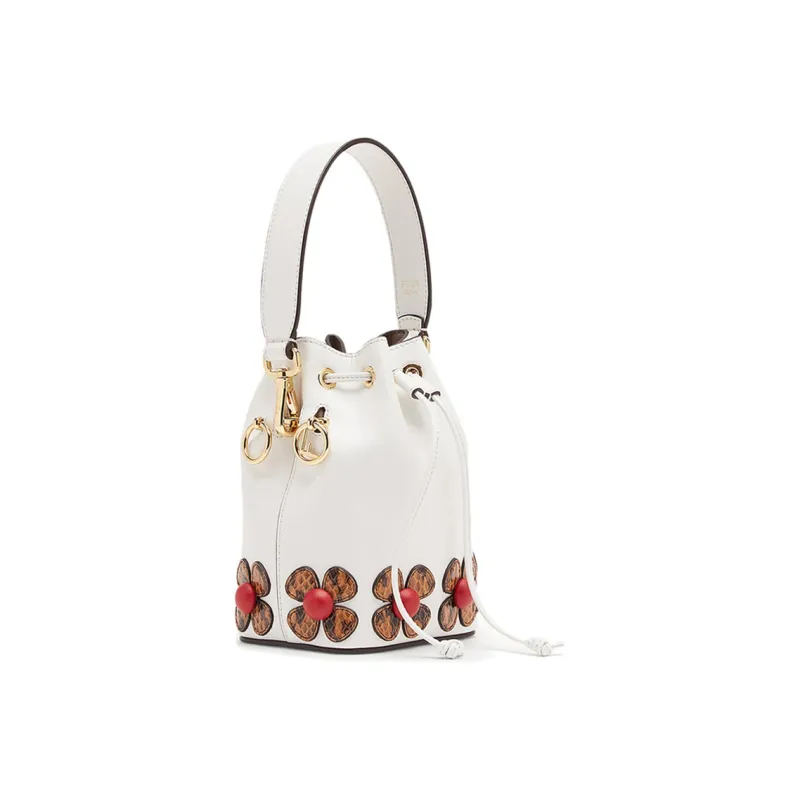 FENDI Mon Tresor Calfskin Bucket Bag Handbag Mini Women's White-1