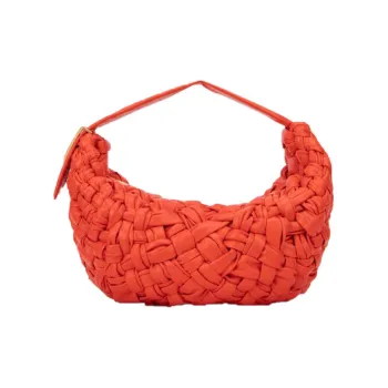 Bottega Veneta Calfskin Shoulder Bag, Crossbody Bag Women's Orange