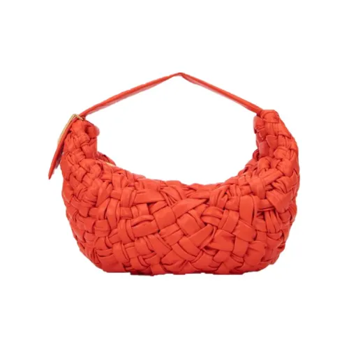 Bottega Veneta Calfskin Shoulder Bag, Crossbody Bag Women's Orange