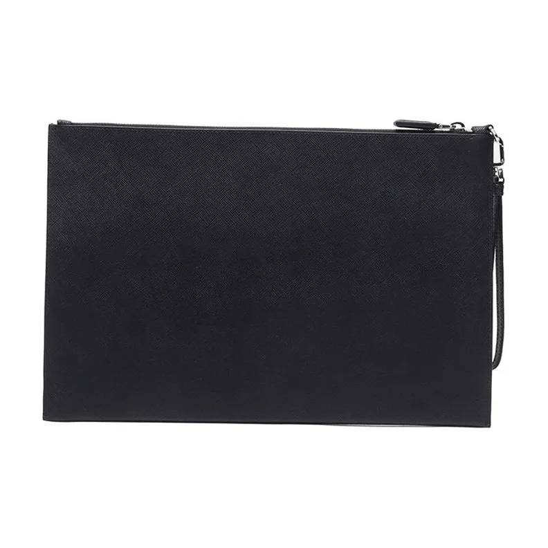 PRADA Leather Clutch Large Size Men's Black-2