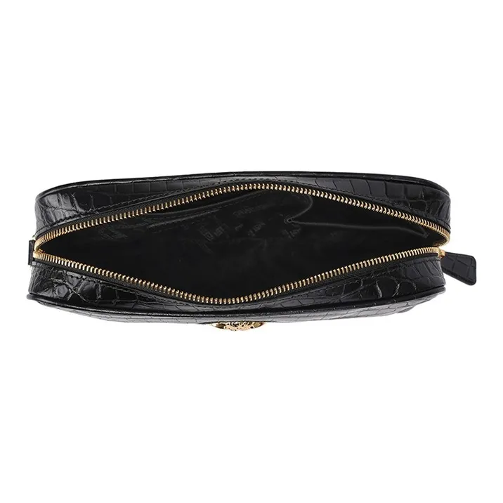 VERSACE Leather Camera Bag Clutch Men's Black-3