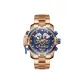 RGA3503-Rose Gold Case Blue Dial Black Crystal Steel Band