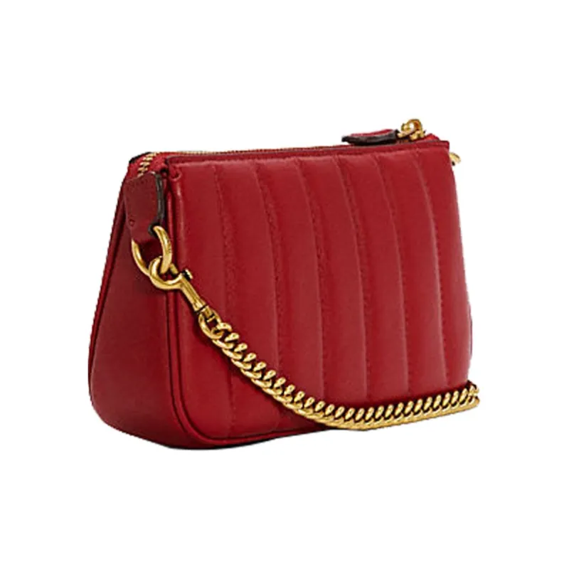COACH Jennifer Collaboration Nolita Leather Quilting Shoulder Bag Clutch Bag Small Size Women's Red-2