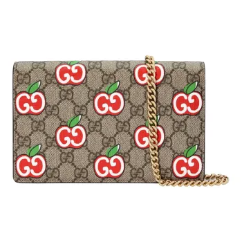 GUCCI Canvas With Leather Wallets Shoulder Bag Crossbody Bag Women's Ebony/Red