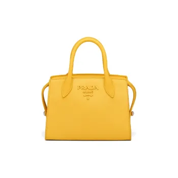 PRADA Saffiano Leather Handbag Shoulder Bag Crossbody Bag Women's Yellow