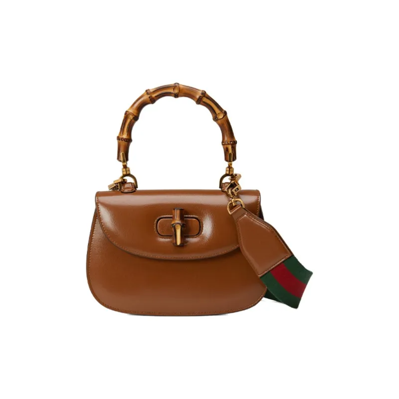 GUCCI Leather Shoulder Bag, Crossbody Bag, Handbag Trumpets Women's Brown-0