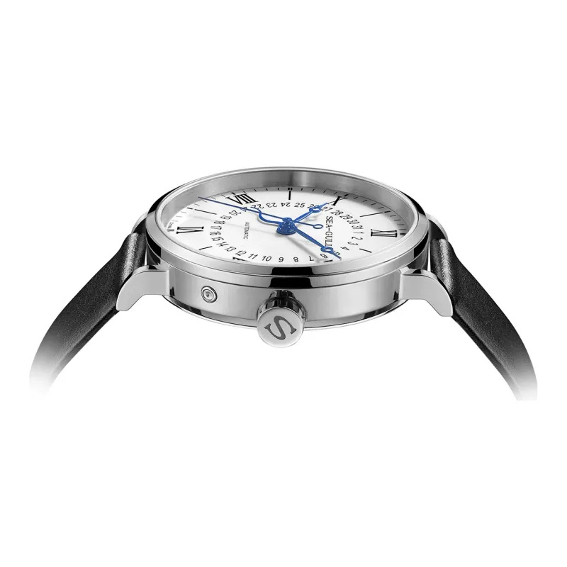 Sea Gull National Collection Automatic Mechanical Movement Genuine Leather Strap Watch Men's Watches White Dial-4
