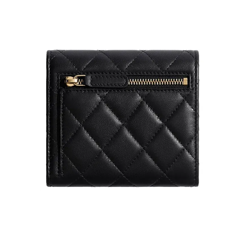 CHANEL Classic Flap CF Sheepskin Wallet Women's Black-1