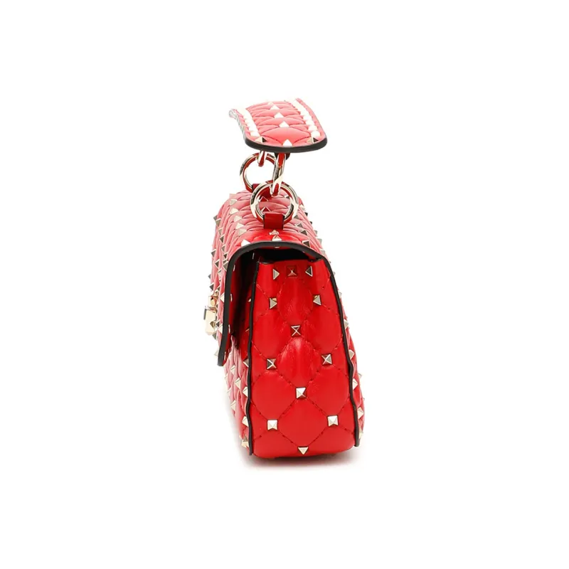 Valentino Cow Leather Shoulder Bag, Crossbody Bag, Handbag Trumpets Women's Red-1