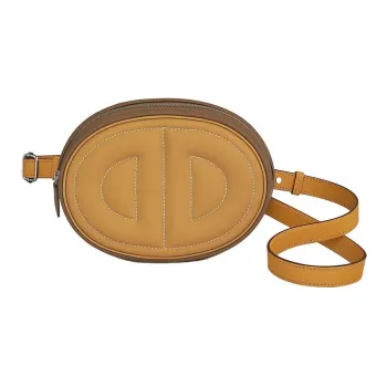 HERMES In The Loop Swift Calfskin Fanny Pack Small Size Unisex Cookie/Chestnut/Sesame