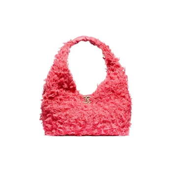 CHANEL Tweed Calfskin And Gold Metal HOBO Shoulder Bag Women's