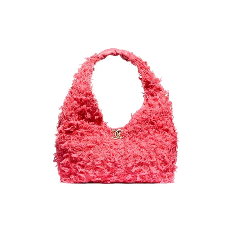 CHANEL Tweed Calfskin And Gold Metal HOBO Shoulder Bag Women's-0