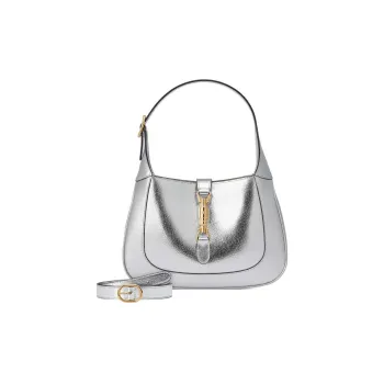 GUCCI Jackie 1961 Leather Crescent Shoulder Bag Shoulder Bag Small Size Women's Silver