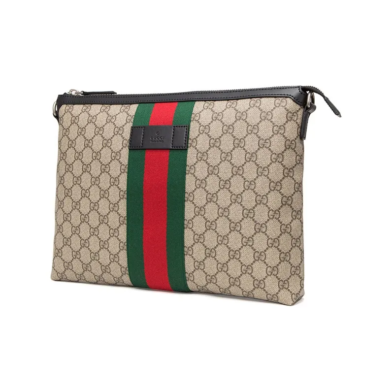 GUCCI Canvas With Leather Messenger Bag, Shoulder Bag, Crossbody Bag Medium Size Men's Ebony/Black-1